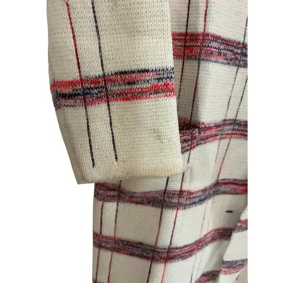 Vintage 70s Knit Fashion Plaid Long Cardigan Sweater Acrylic L Coastal Grandma - Picture 10 of 15